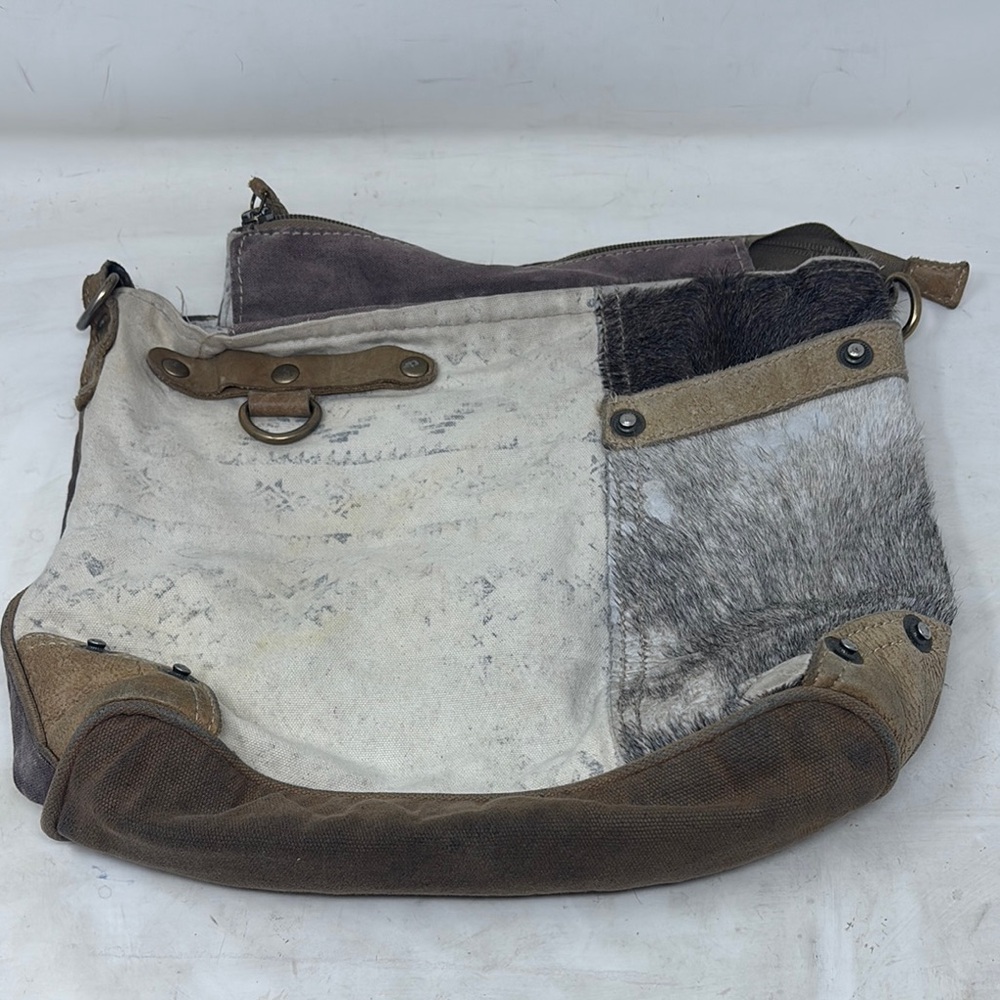 Myra Bag Two-Tone Canvas and Fur Shoulder Bag